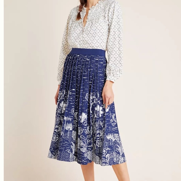Anthropologie Dresses & Skirts - Anthropologie Haven Pleated Knit Midi Blue Skirt